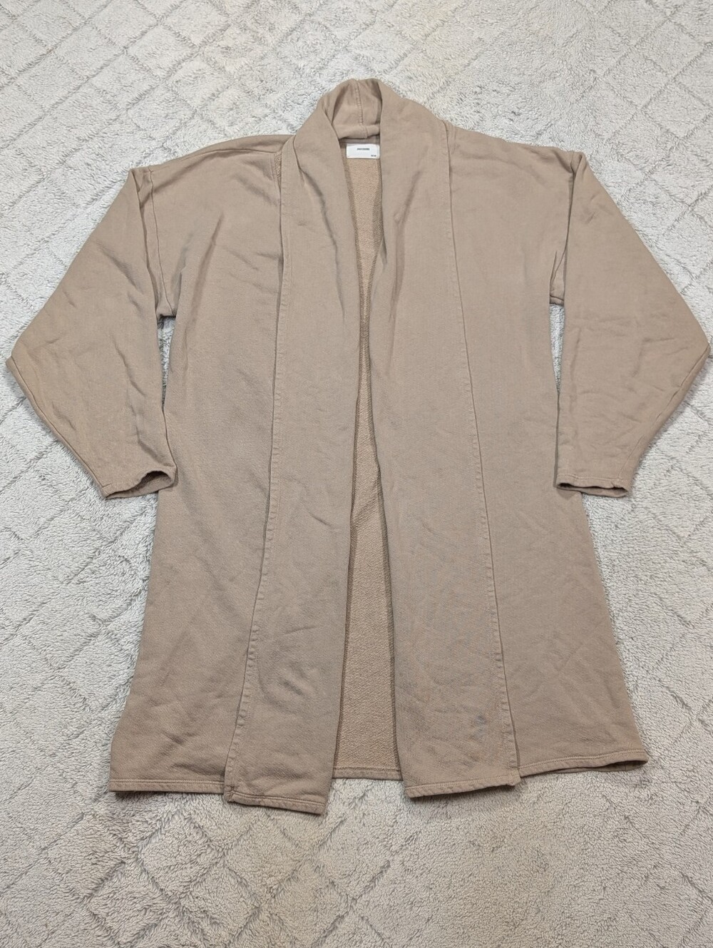 Joah Brown Sweater Womens OS Beige Desert Oversize Cardigan Duster French Terry